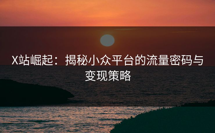 X站崛起：揭秘小众平台的流量密码与变现策略