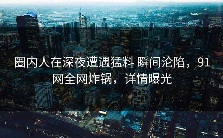 圈内人在深夜遭遇猛料 瞬间沦陷，91网全网炸锅，详情曝光